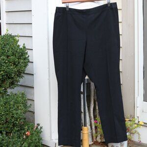 Ellen Tracy Black Pintuck Textured Center Seam Pull On Stretch Ankle Pants Sz L